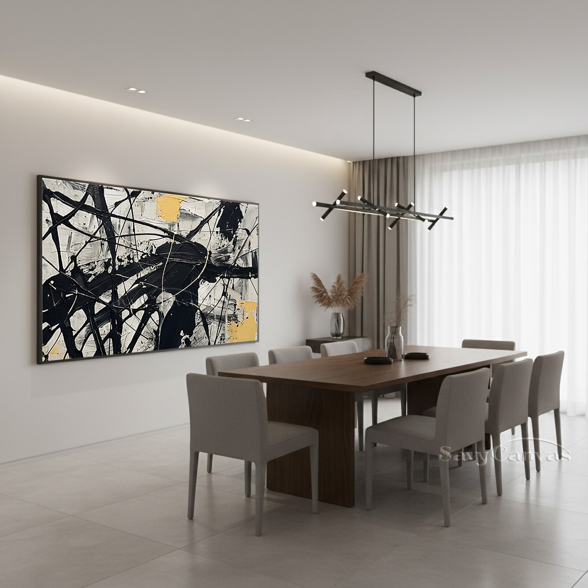 Vibrant Yellow Abstract Drip Painting | Energetic Modern Home Art #JJ 465