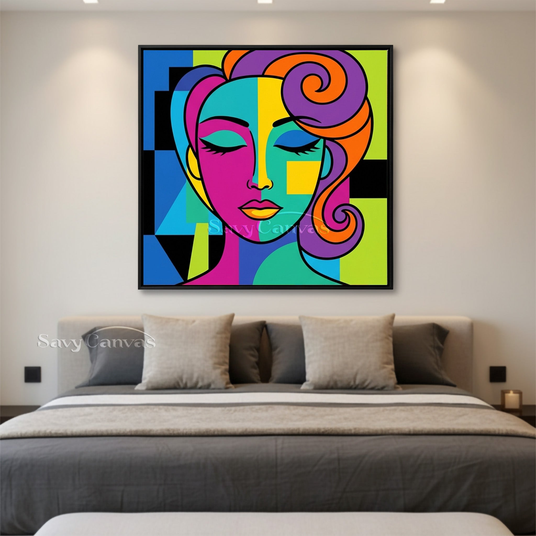 Modern Pop Art Portrait | Colorful Cubist Style Face #AA 492