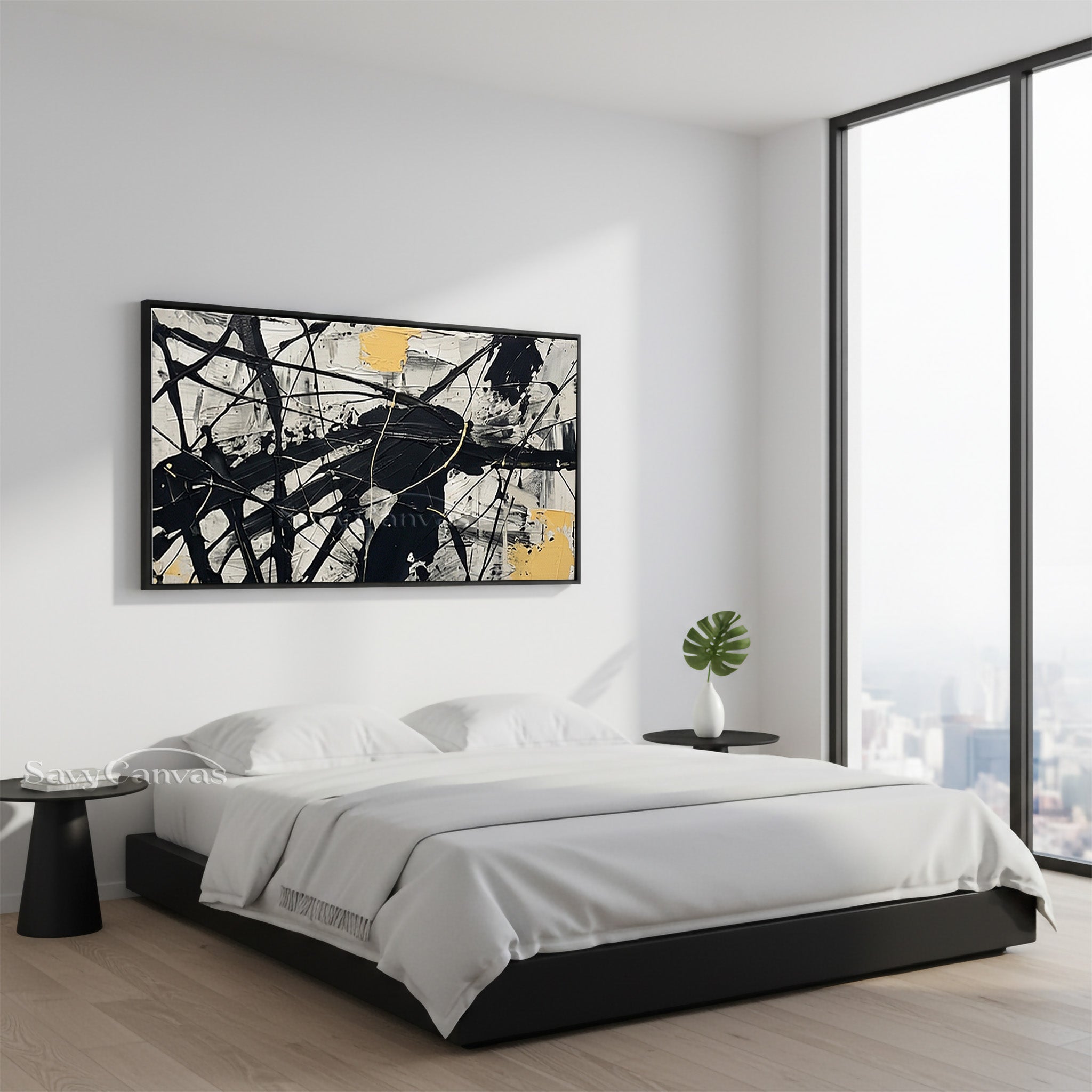 Vibrant Yellow Abstract Drip Painting | Energetic Modern Home Art #JJ 465