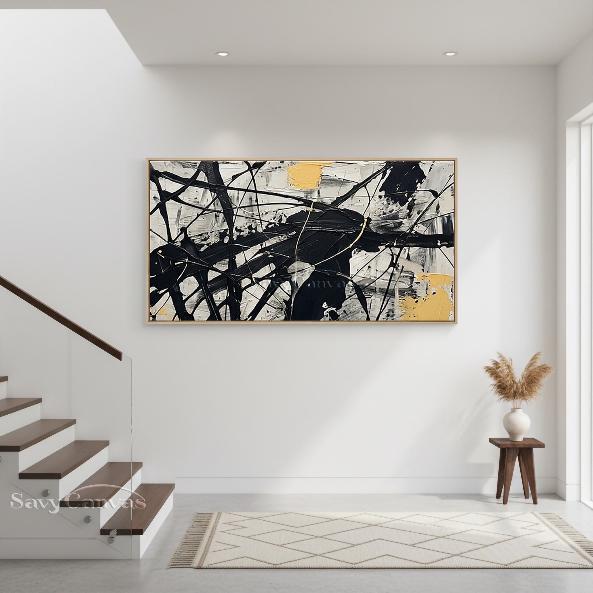 Vibrant Yellow Abstract Drip Painting | Energetic Modern Home Art #JJ 465