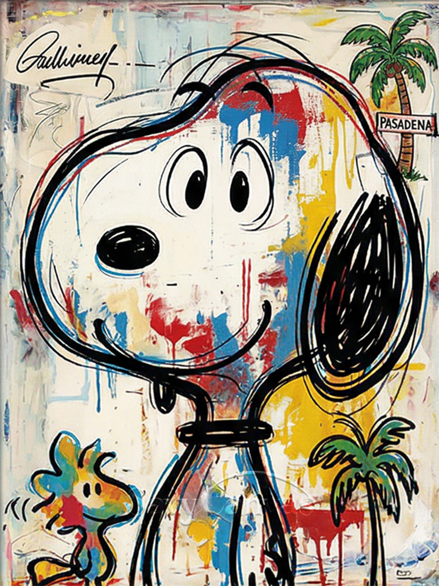 California Style Snoopy Graffiti Painting | Modern Urban Wall Art #SS 066