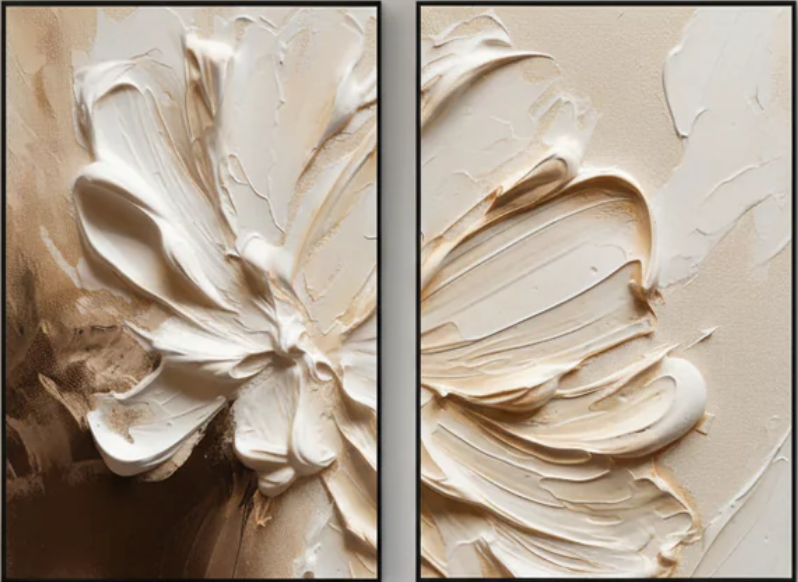 Large Textured Abstract Flower Oil Painting | Hand-Painted Canvas #ZZ 269