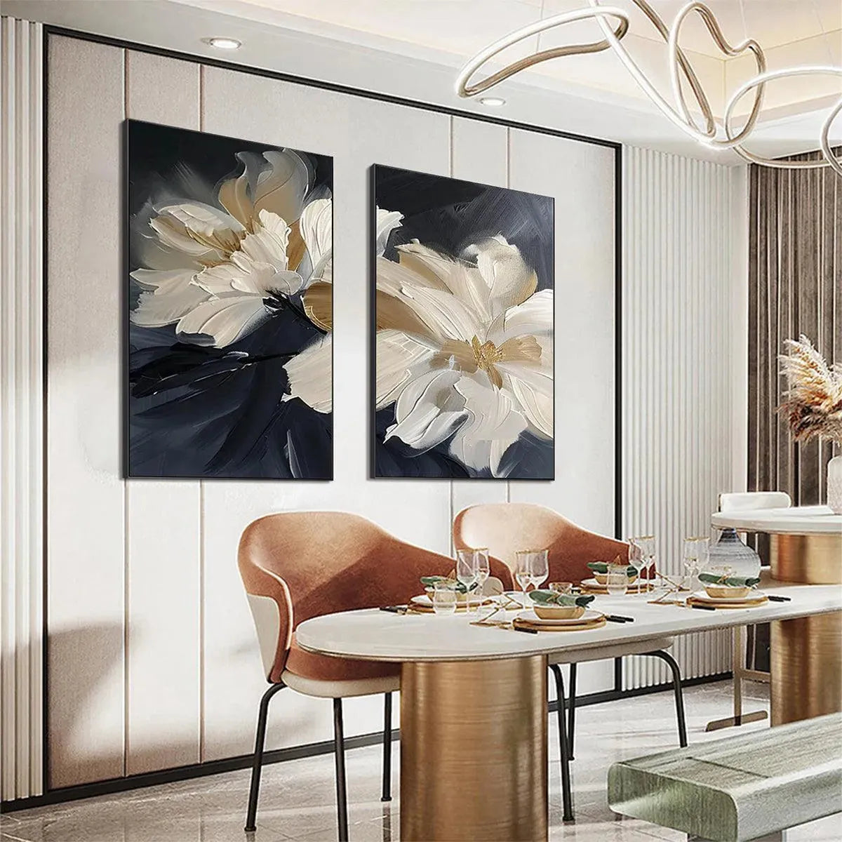 Textured Floral Painting Set | Palette Knife Impasto Art #AA 284