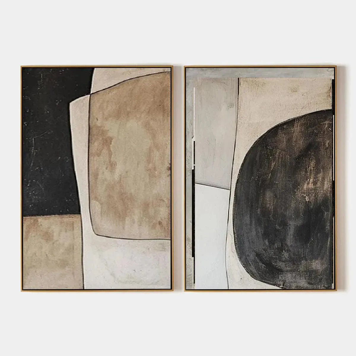 Abstract Art Set of 2 | Minimalist Earth Tone Paintings #AA 285