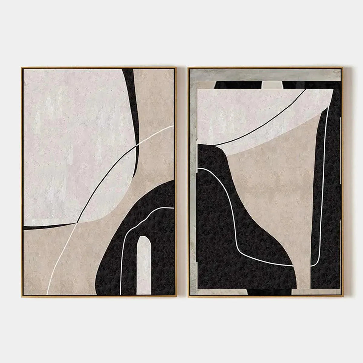 Black & Beige Abstract Art Set | Minimalist Wall Decor #AA 187