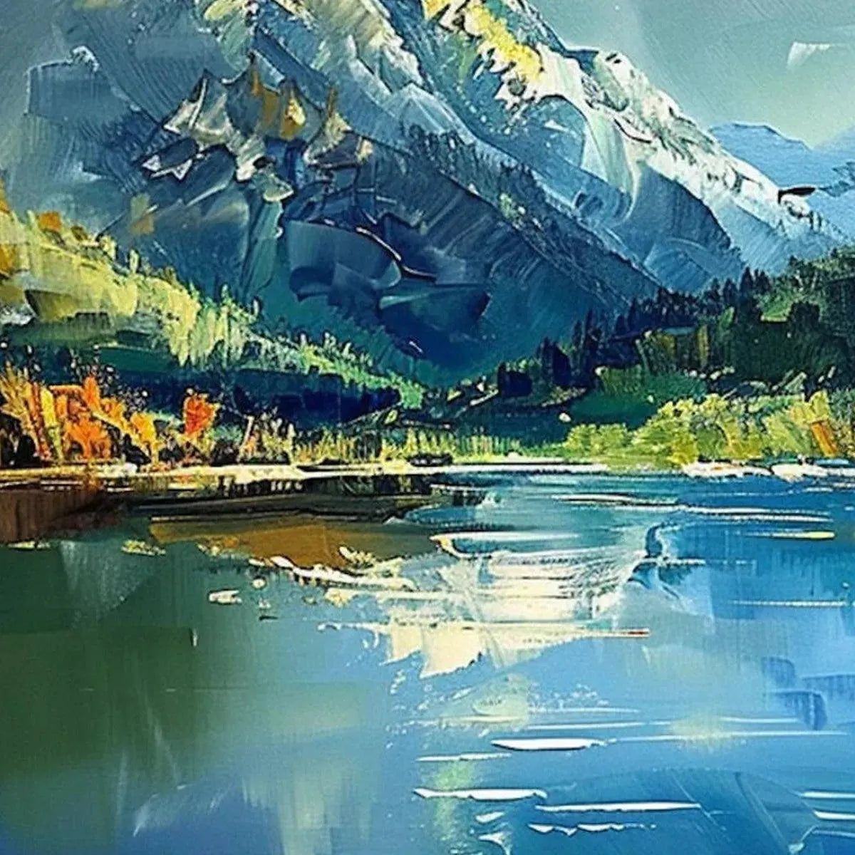 Large Landscape Painting | Mountain and Lake Canvas Art #TC 242