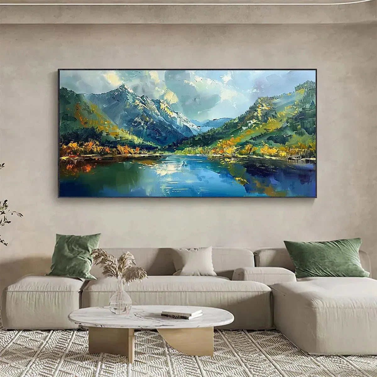 Large Landscape Painting | Mountain and Lake Canvas Art #TC 242