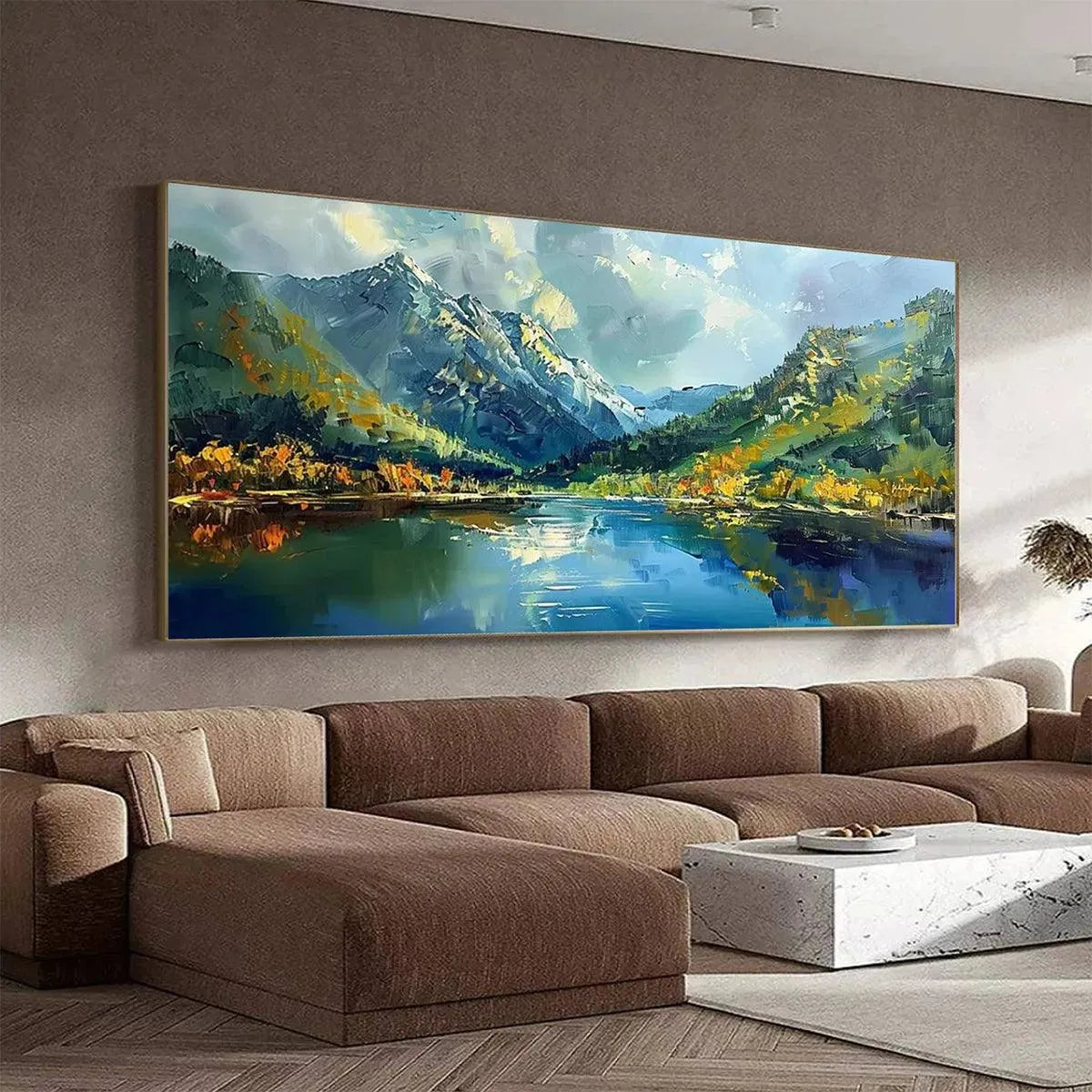 Large Landscape Painting | Mountain and Lake Canvas Art #TC 242