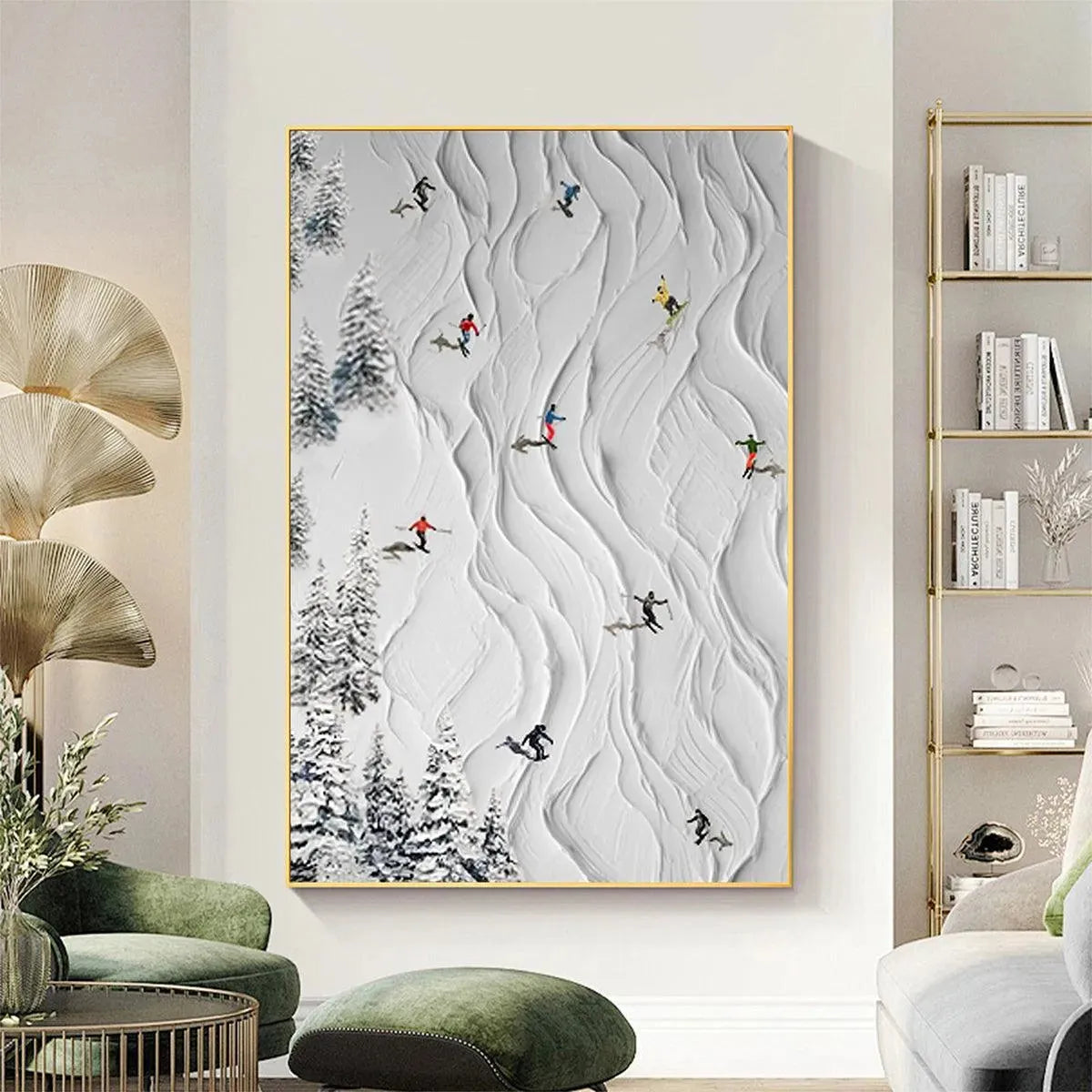 Abstract Ski Tracks Painting | Modern Winter Landscape