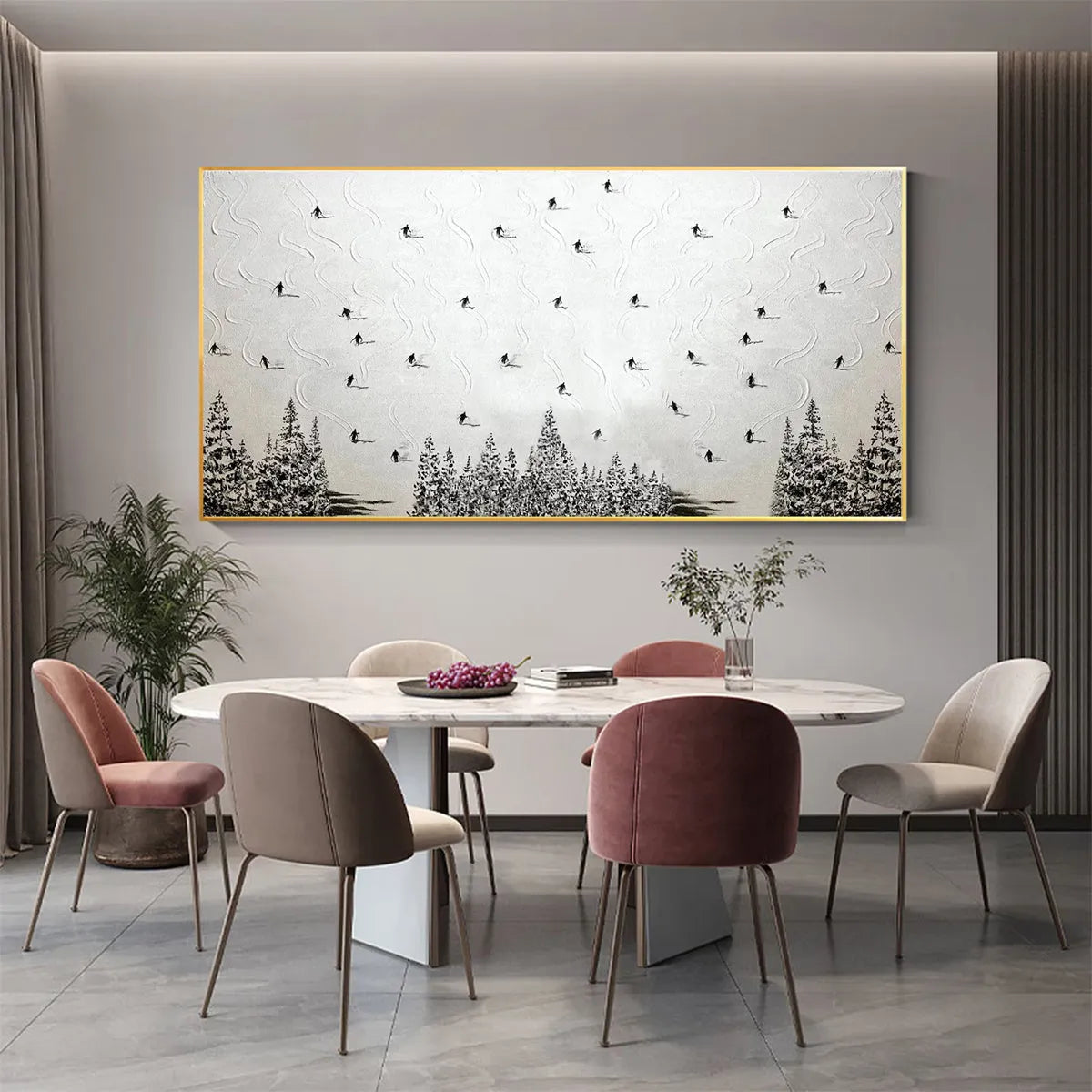 Textured 3D Ski Painting | Minimalist Impasto Wall Art #AA 223