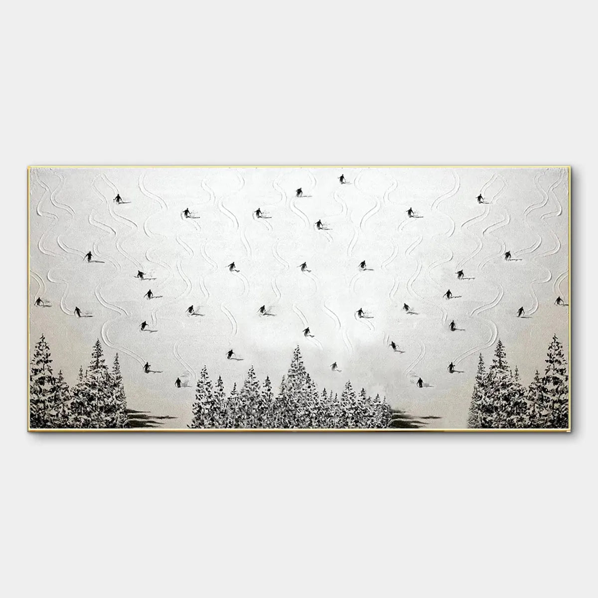 Textured 3D Ski Painting | Minimalist Impasto Wall Art #AA 223