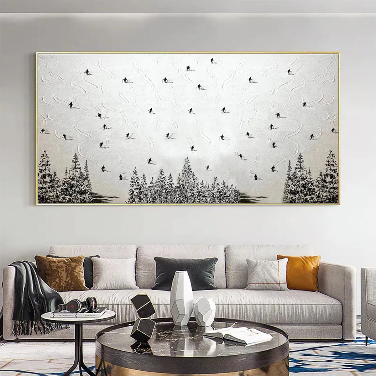 Textured 3D Ski Painting | Minimalist Impasto Wall Art #AA 223