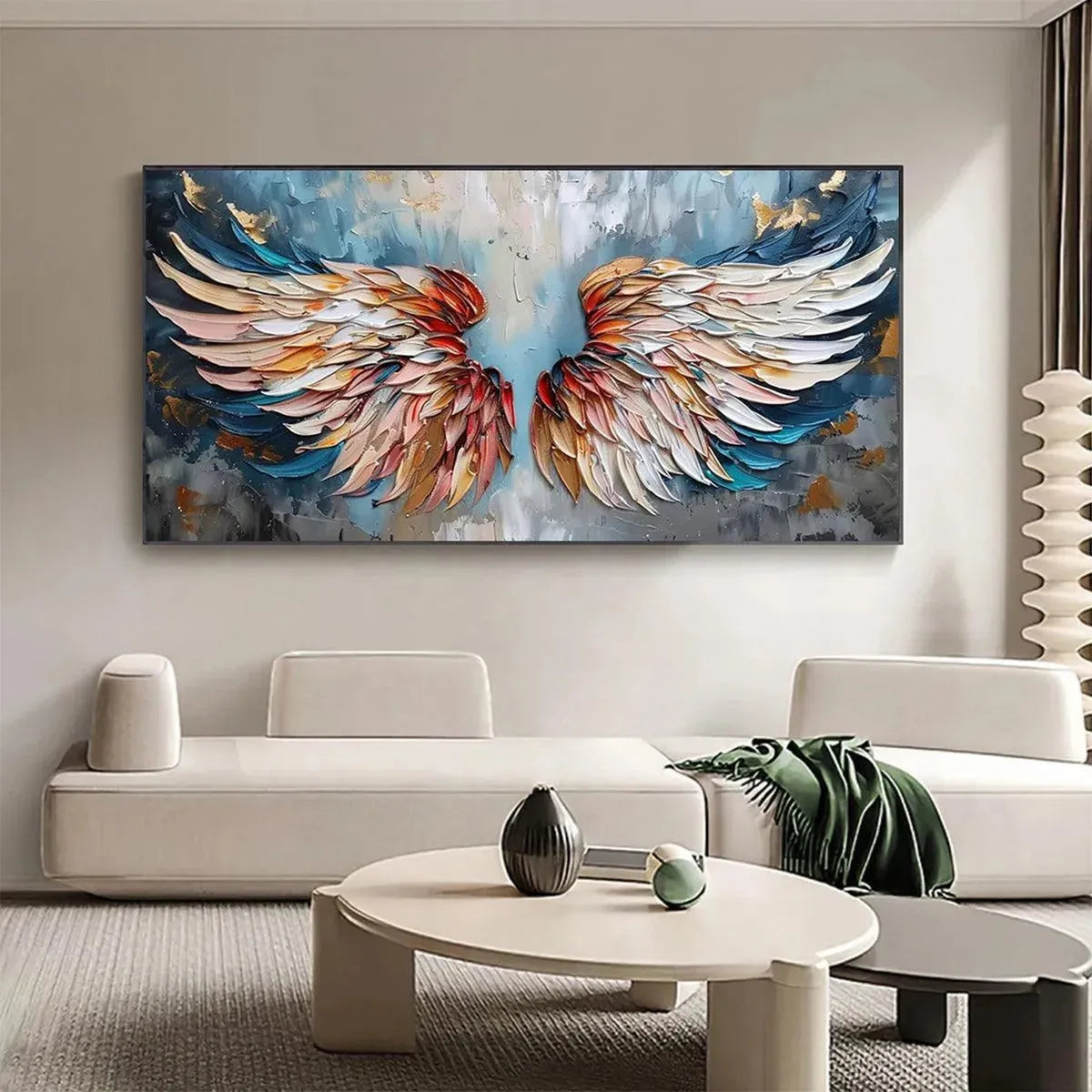 スピリチュアルアート「Wings of Victory」(アールグラージュ作品) Textured Angel Wings Art | Original Hand-Painted Canvas #ZZ 250