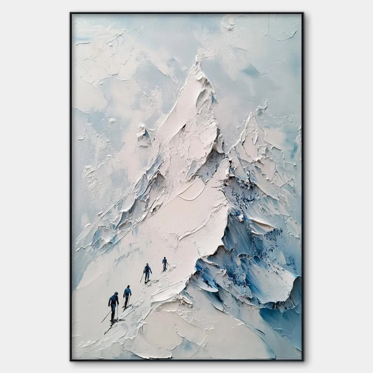 Textured 3D Mountain Painting | Impasto Skiing Wall Art #AA 224