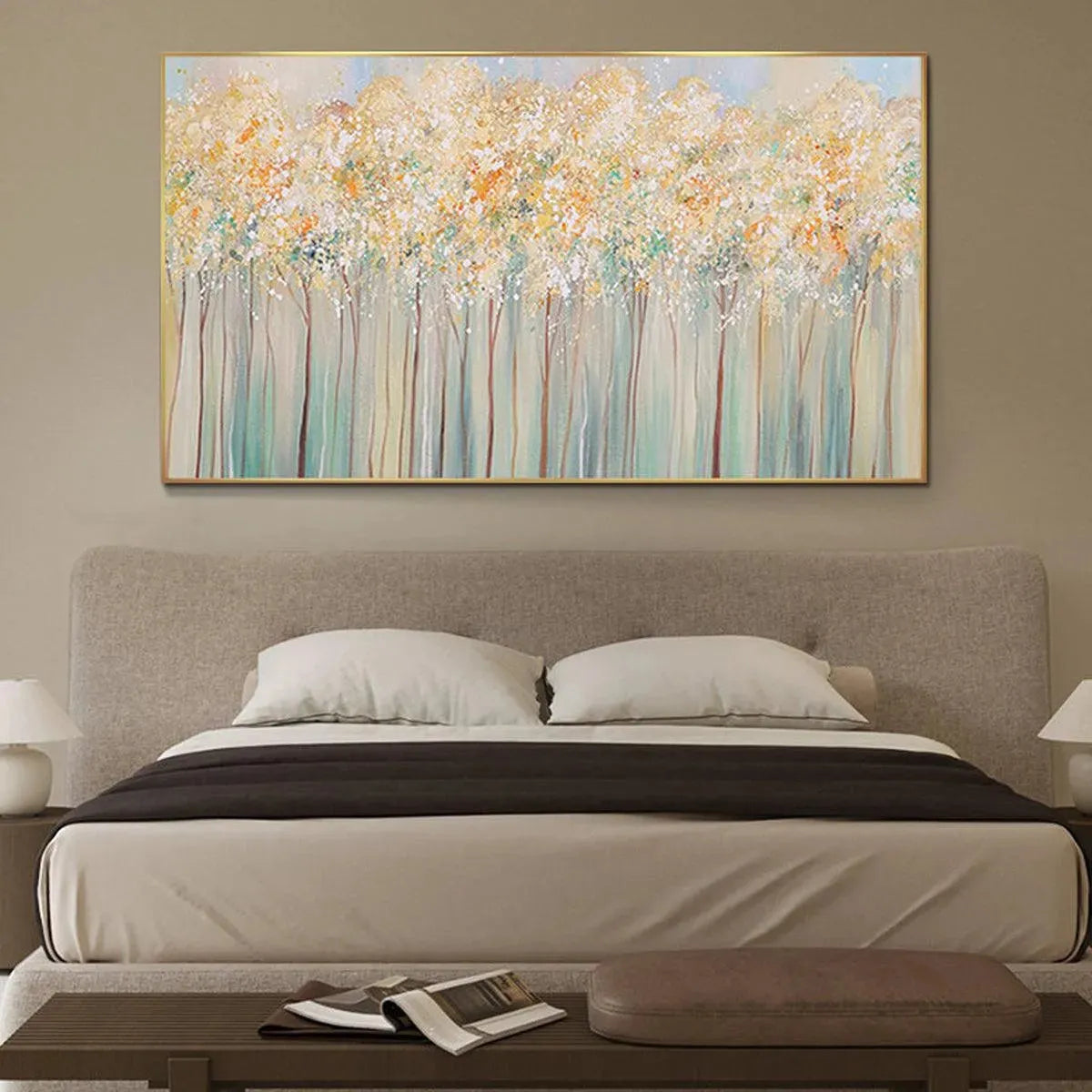 Textured Impressionist Forest | Gold Leaf Tree Painting #AA 274