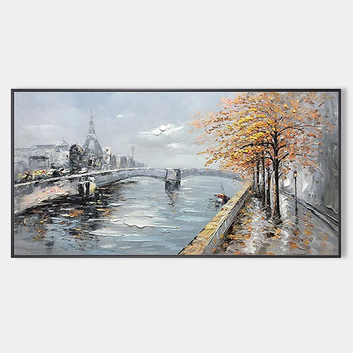 Paris in Autumn Painting | Textured Cityscape on the Seine #AA 077