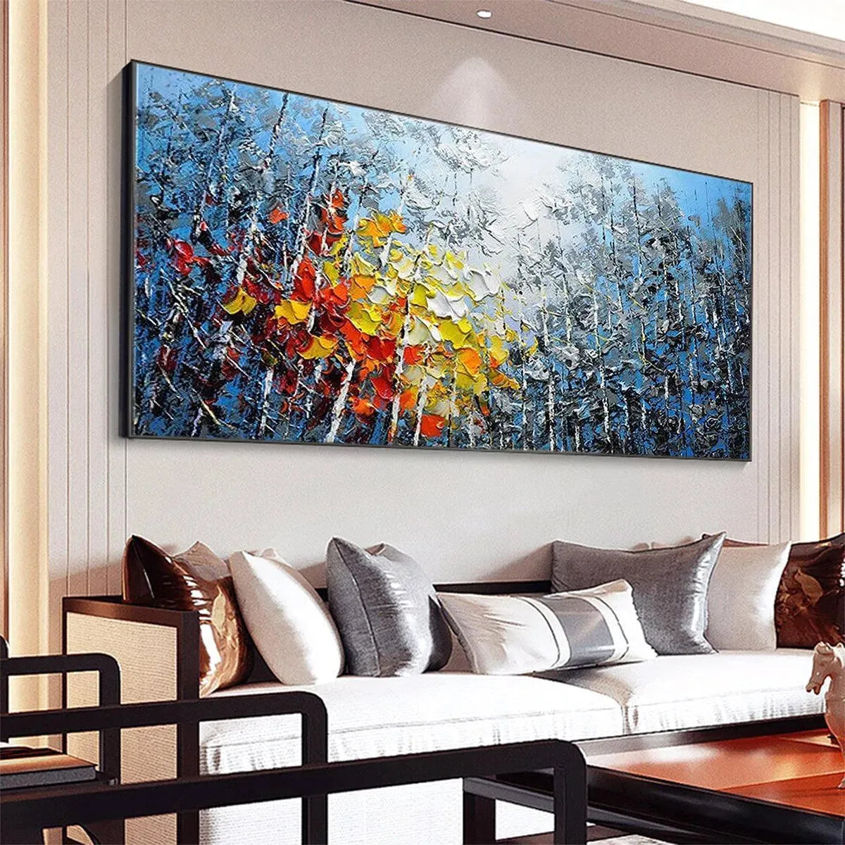 Textured Abstract Forest Painting | Colorful Impasto Wall Art #TC 244