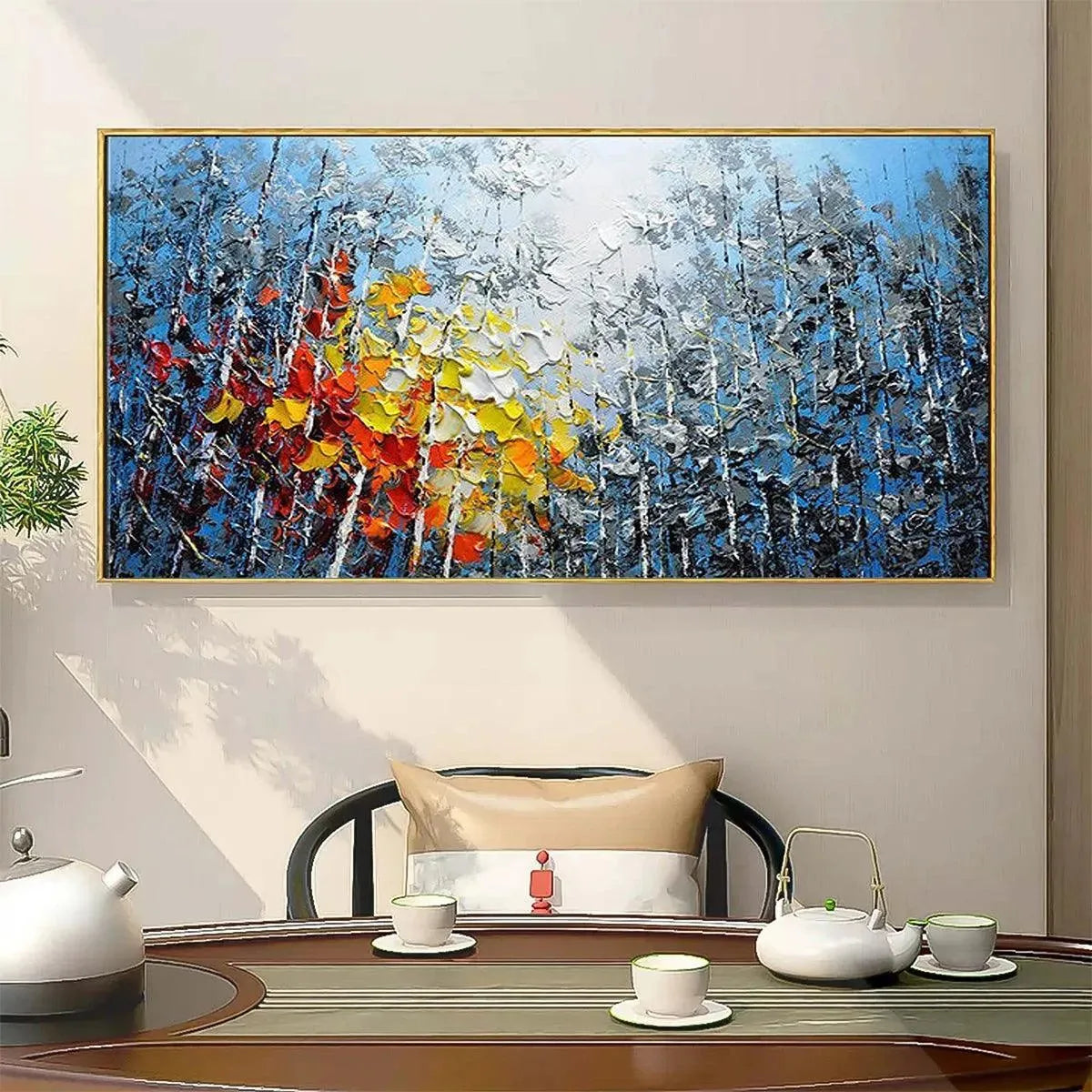 Textured Abstract Forest Painting | Colorful Impasto Wall Art #TC 244