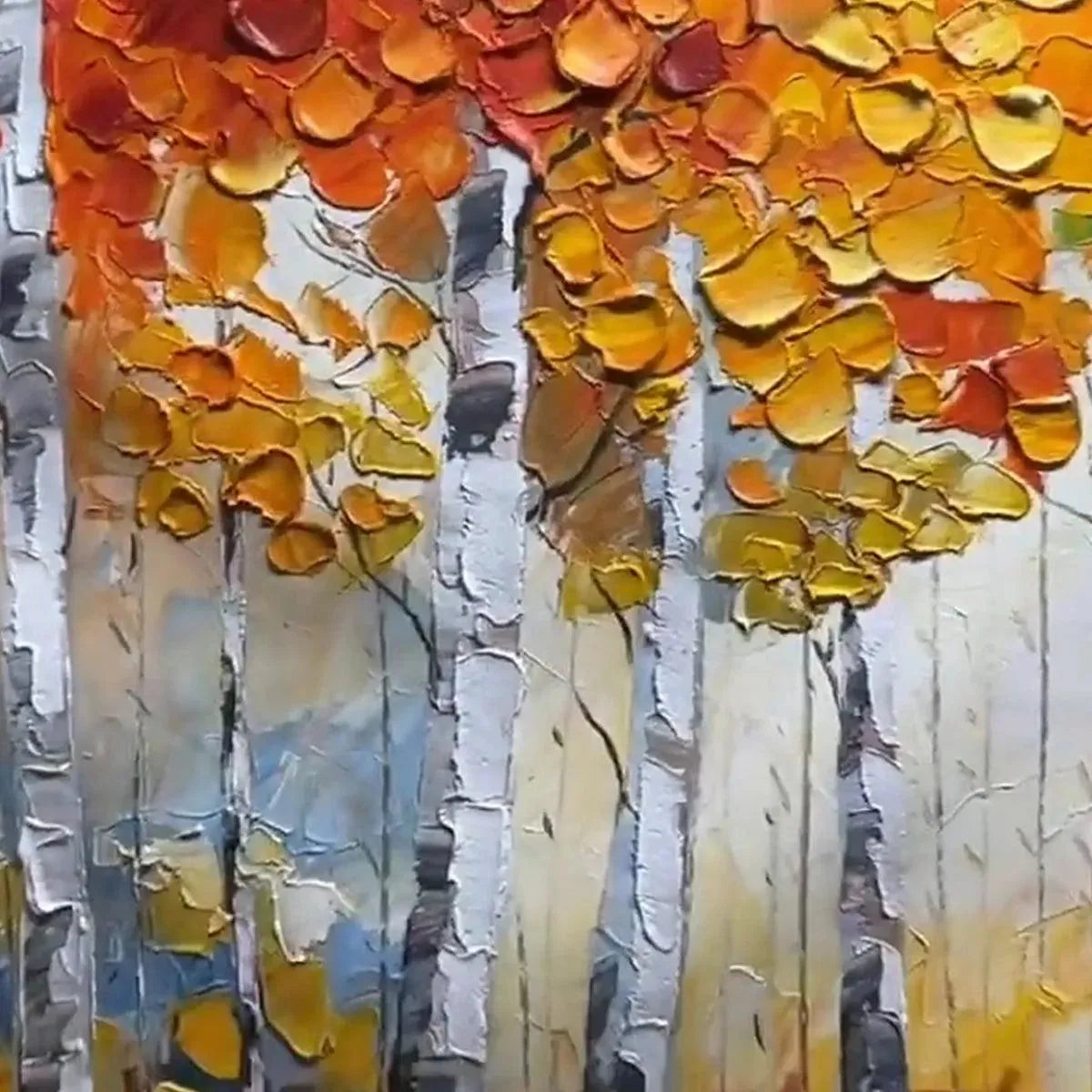 Textured Impasto Birch Tree Painting | Palette Knife Wall Art #TC 245