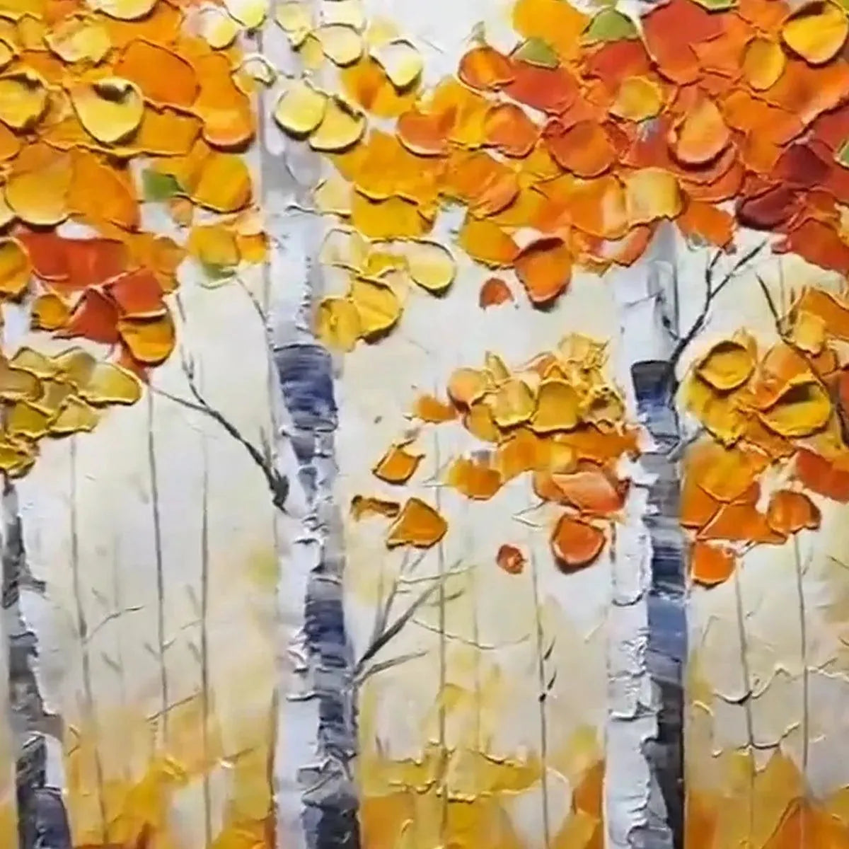 Textured Impasto Birch Tree Painting | Palette Knife Wall Art #TC 245