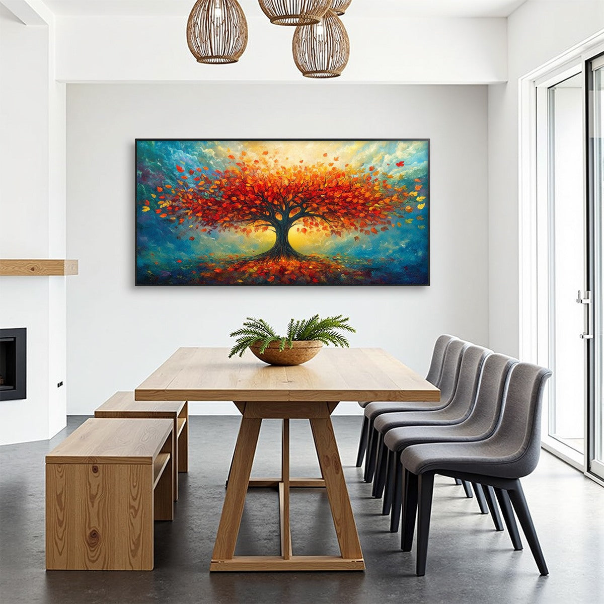 Red Tree Impasto Painting | Textured Abstract Landscape Artwork #TC 248