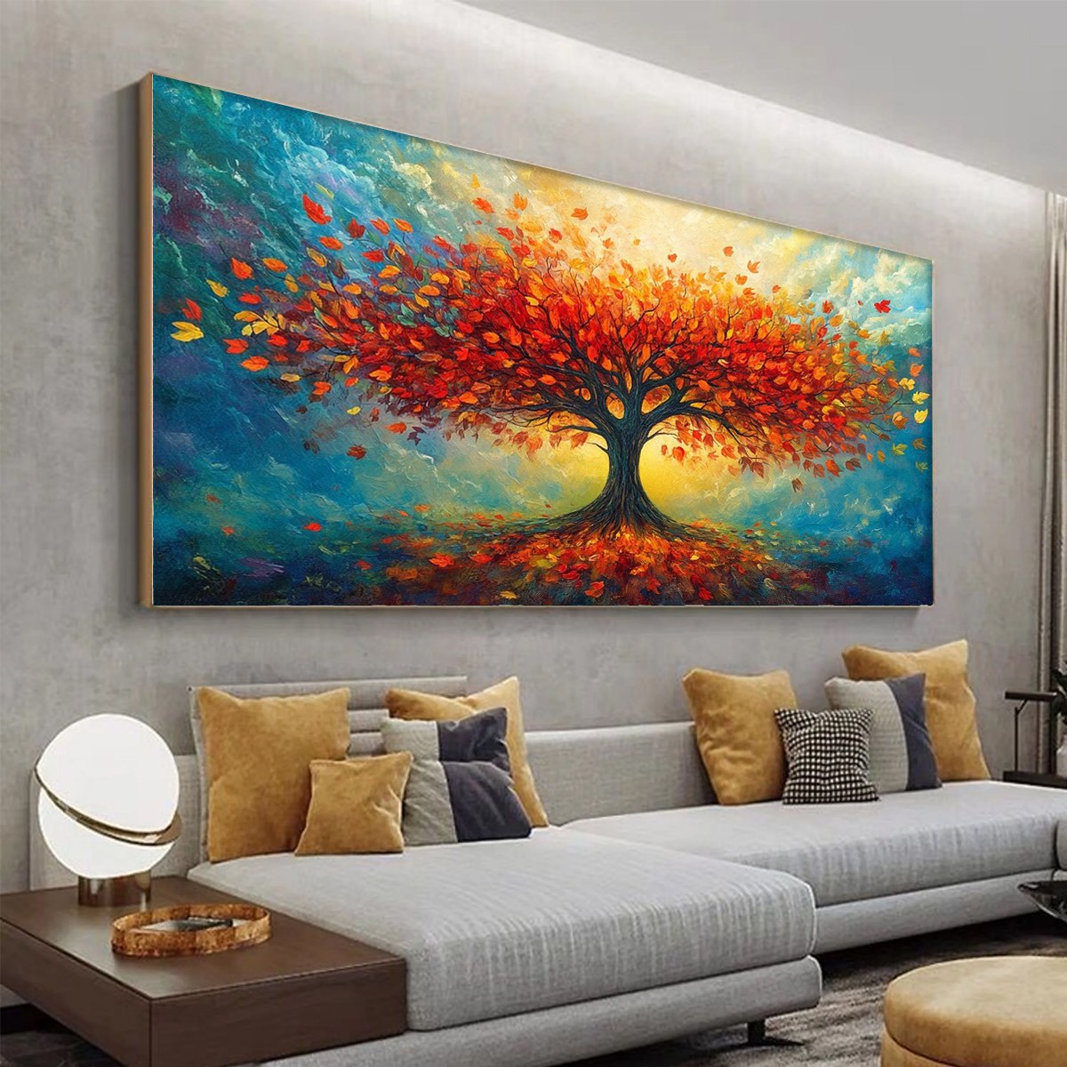 Red Tree Impasto Painting | Textured Abstract Landscape Artwork #TC 248