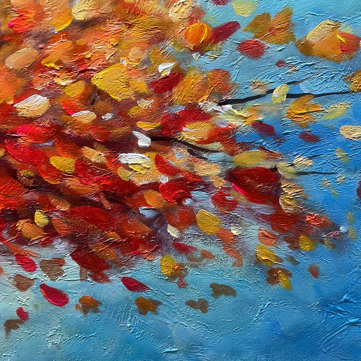 Red Tree Impasto Painting | Textured Abstract Landscape Artwork #TC 248