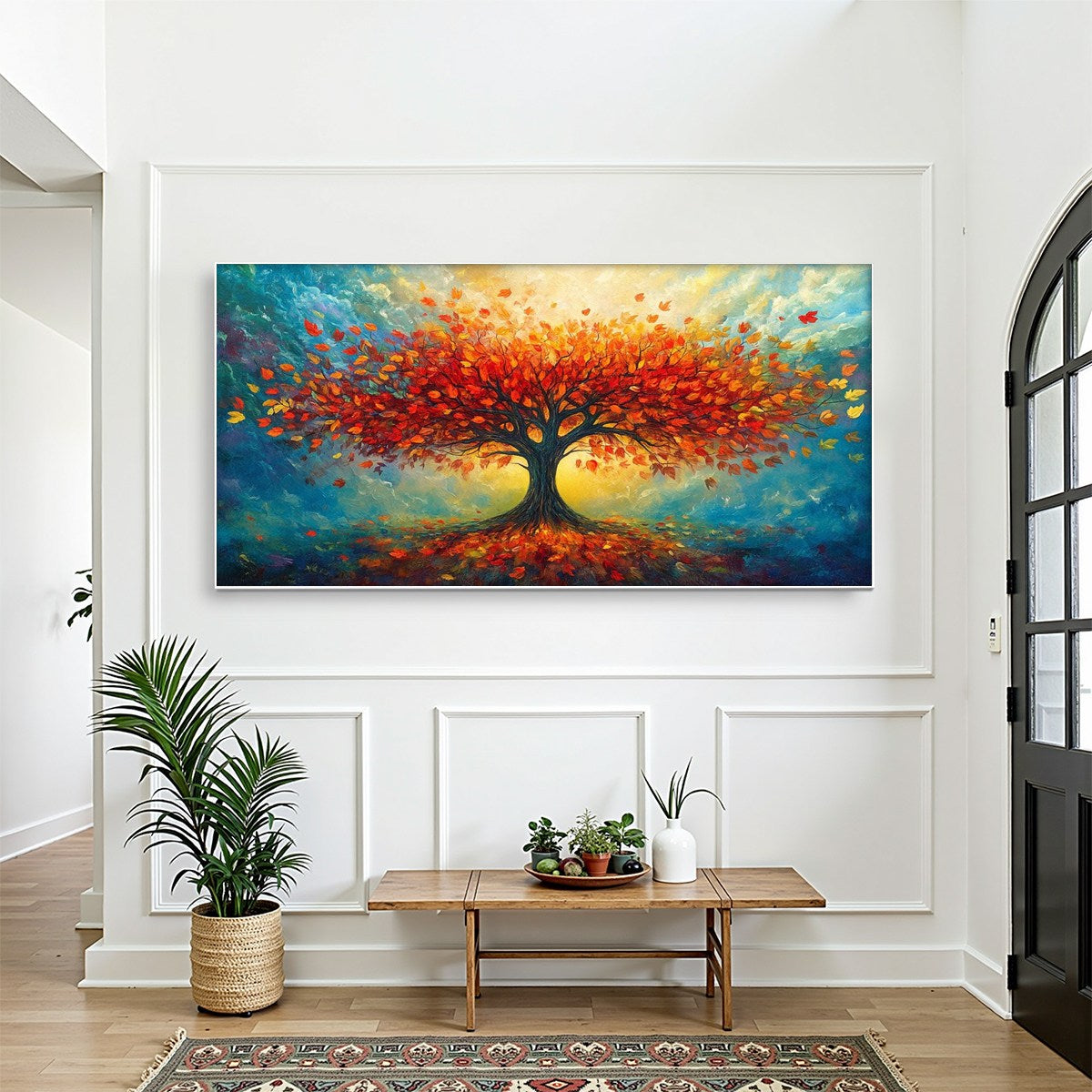 Red Tree Impasto Painting | Textured Abstract Landscape Artwork #TC 248