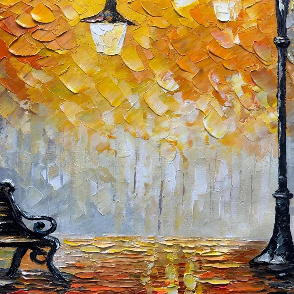 Textured Autumn Park Painting | Palette Knife Landscape #AA 283