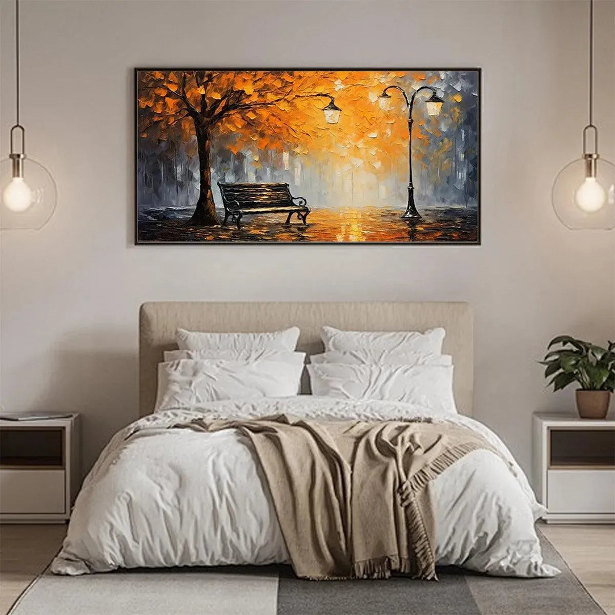 Textured Autumn Park Painting | Palette Knife Landscape #AA 283