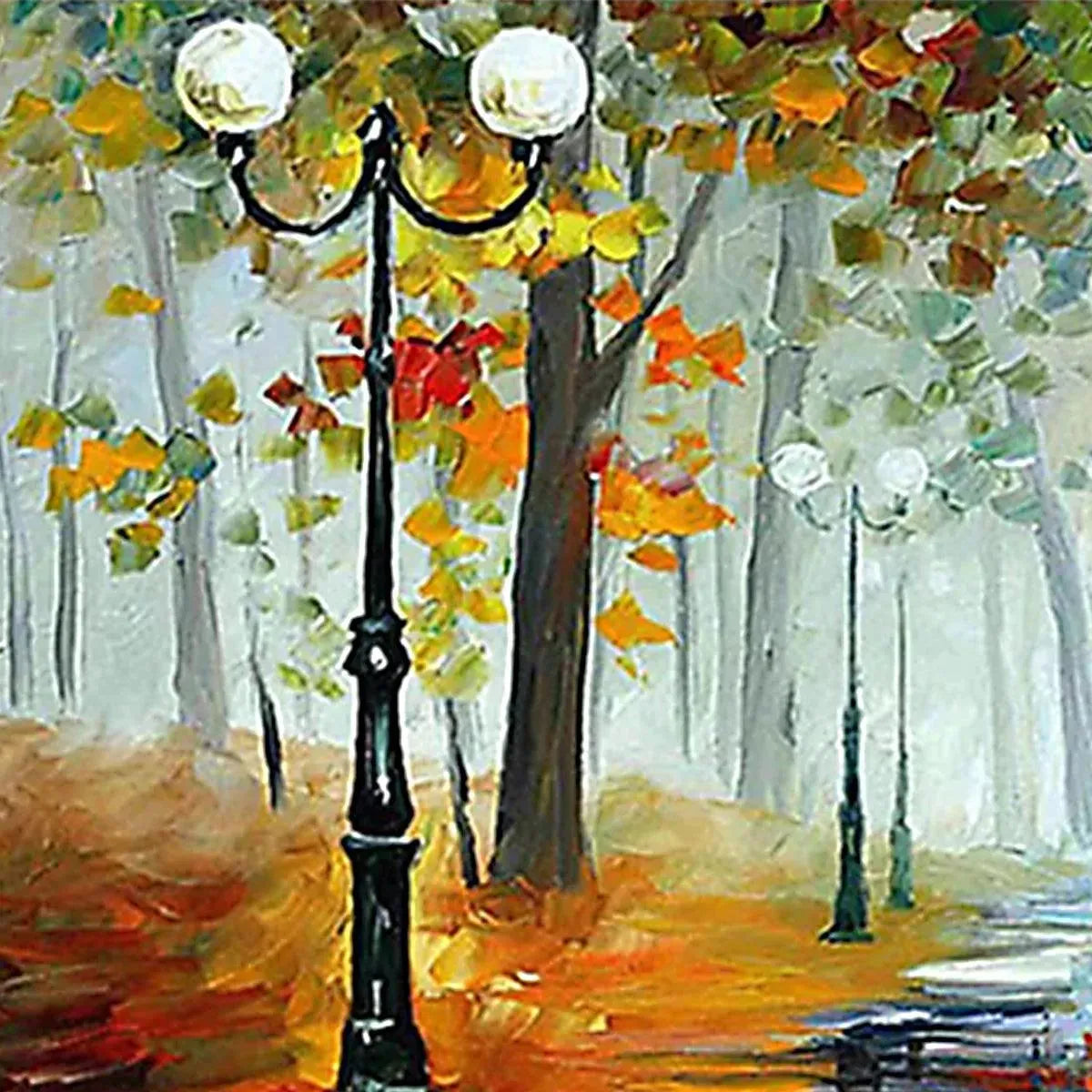 Textured Impasto Art | Couple in a Colorful Autumn Park Scene #TC 254