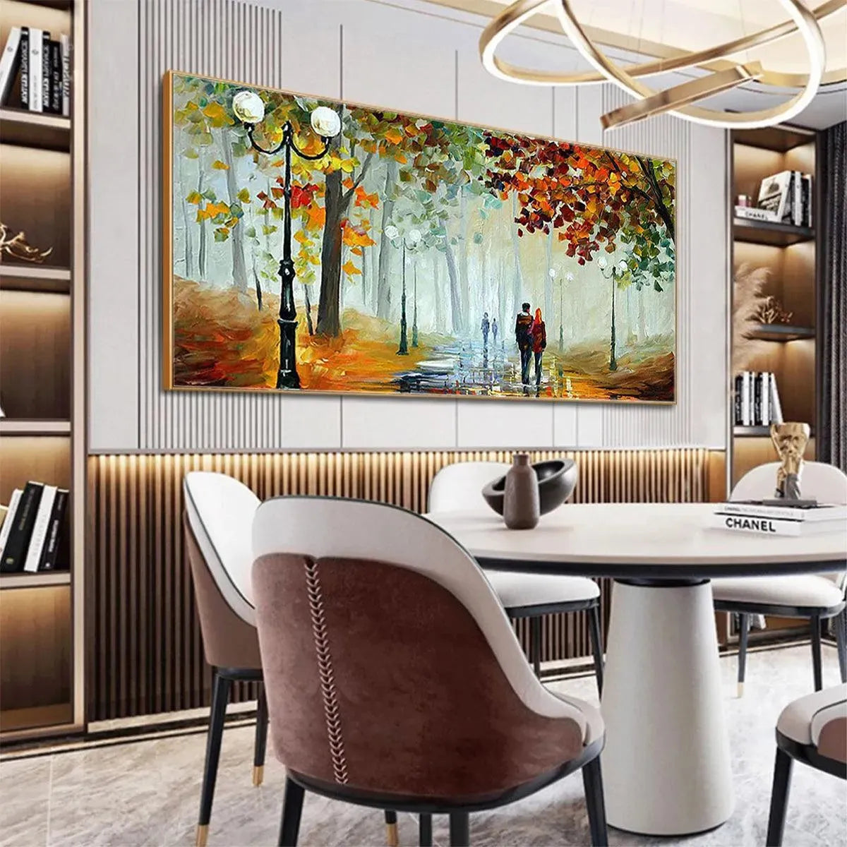 Textured Impasto Art | Couple in a Colorful Autumn Park Scene #TC 254