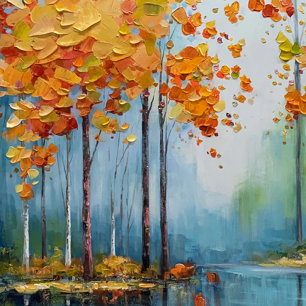 Textured Autumn Forest Oil Painting | Abstract Landscape Wall Art #TC 258