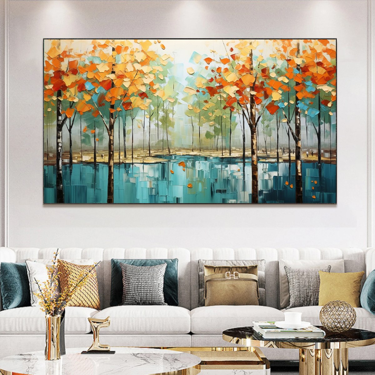 Colorful Abstract Tree Painting on Canvas | Forest Reflection Art