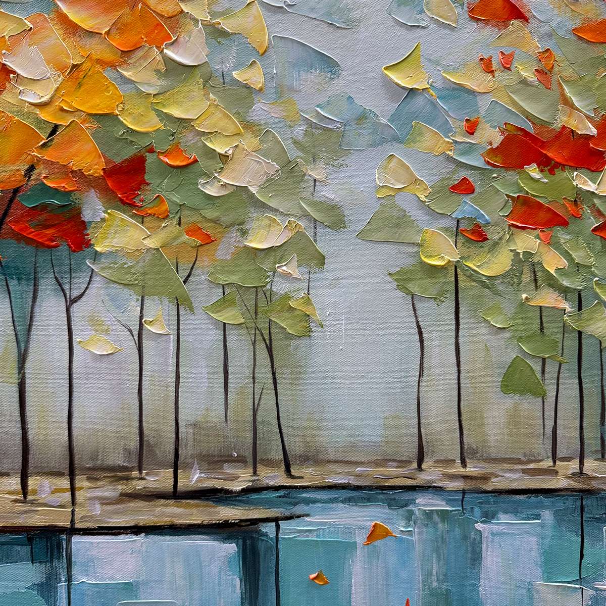 Textured Autumn Forest Oil Painting | Abstract Landscape Wall Art #TC 259