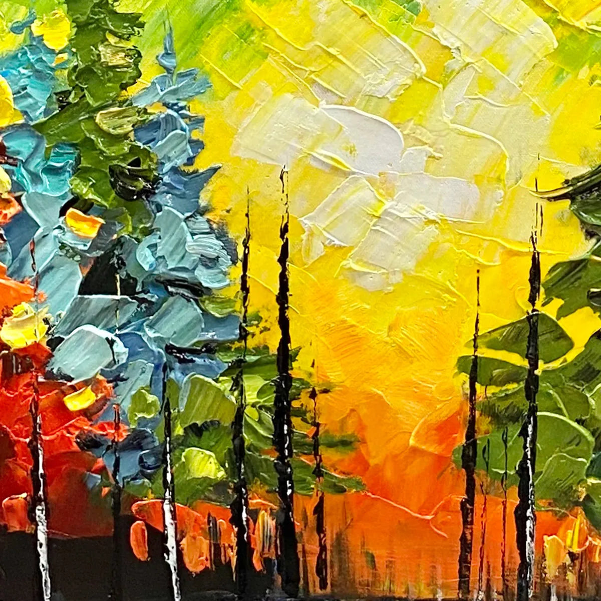 Colorful Impasto Forest Painting | Heavy Texture Palette Knife Art #TC 261