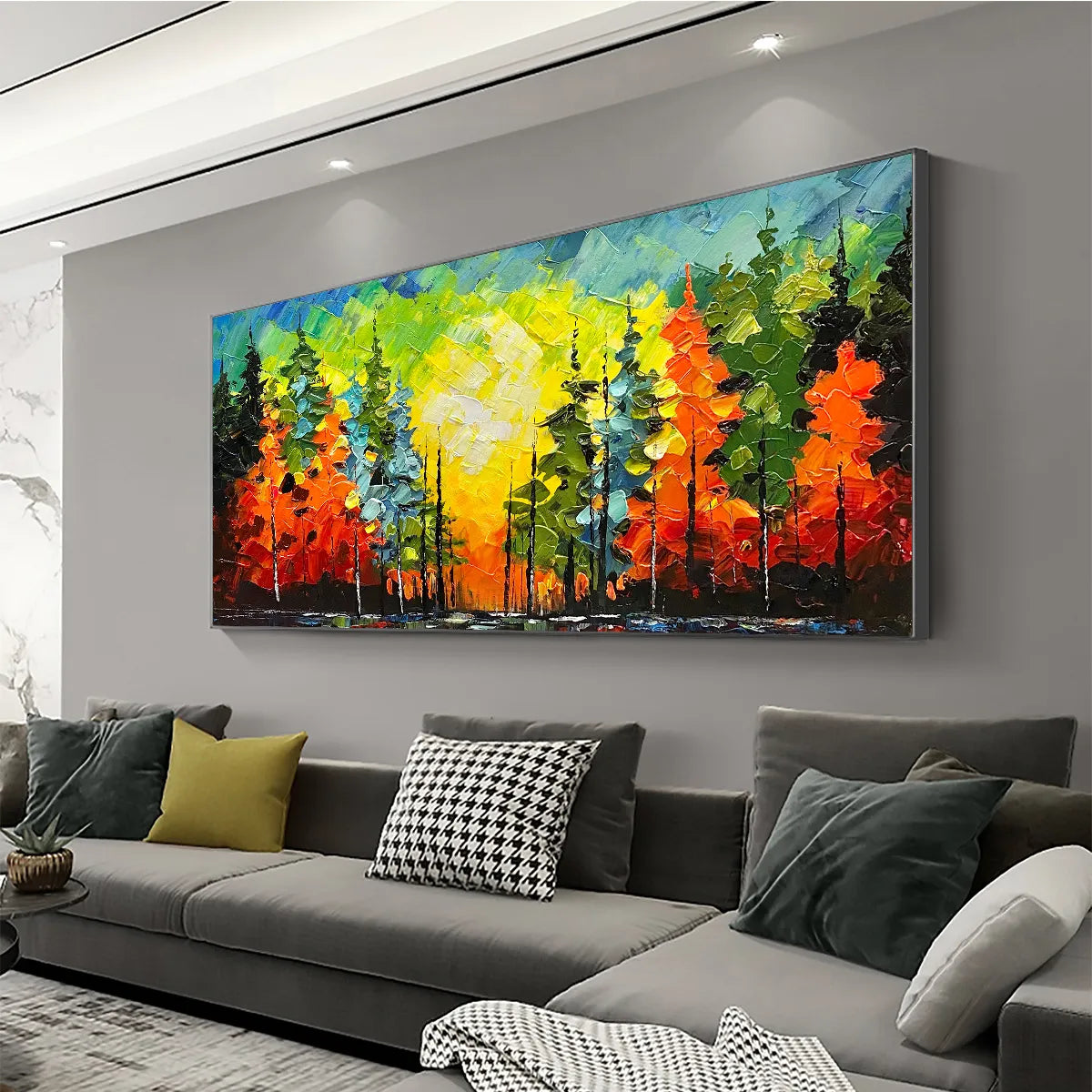 Colorful Impasto Forest Painting | Heavy Texture Palette Knife Art #TC 261