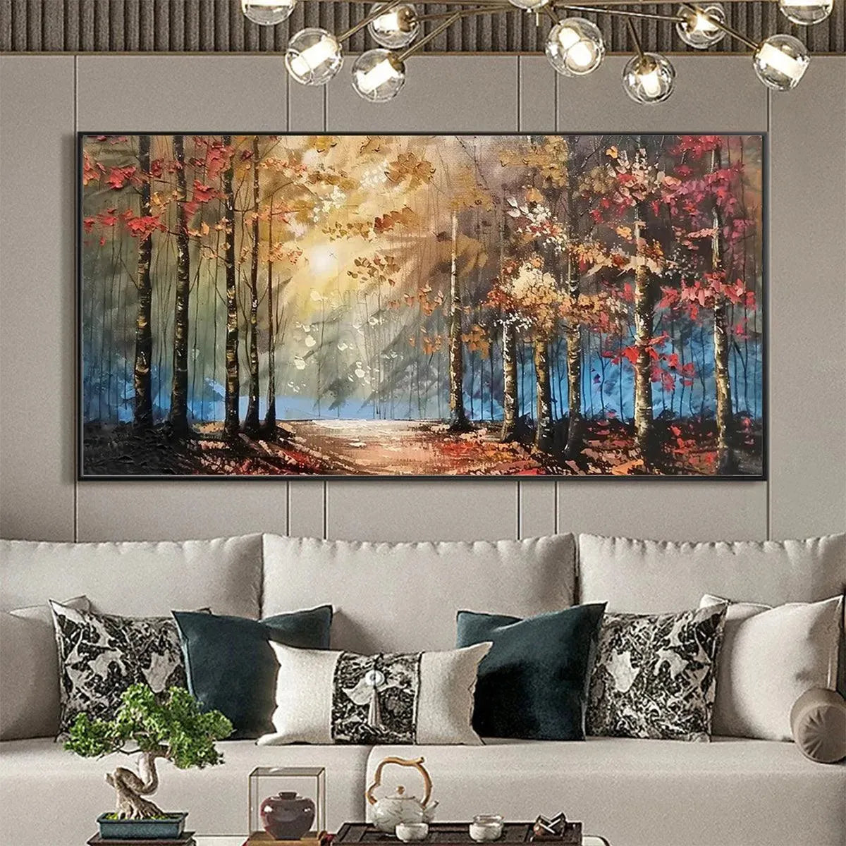 Abstract Forest Landscape Painting for Living Room