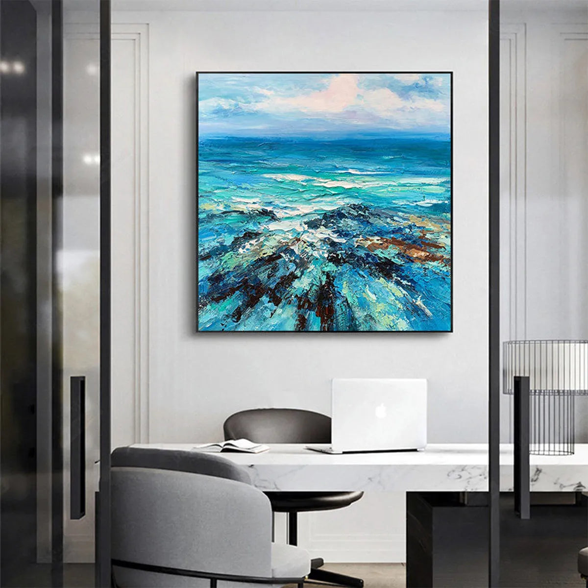 Textured Seascape Art | Original Ocean Painting in Blues #ZZ 253