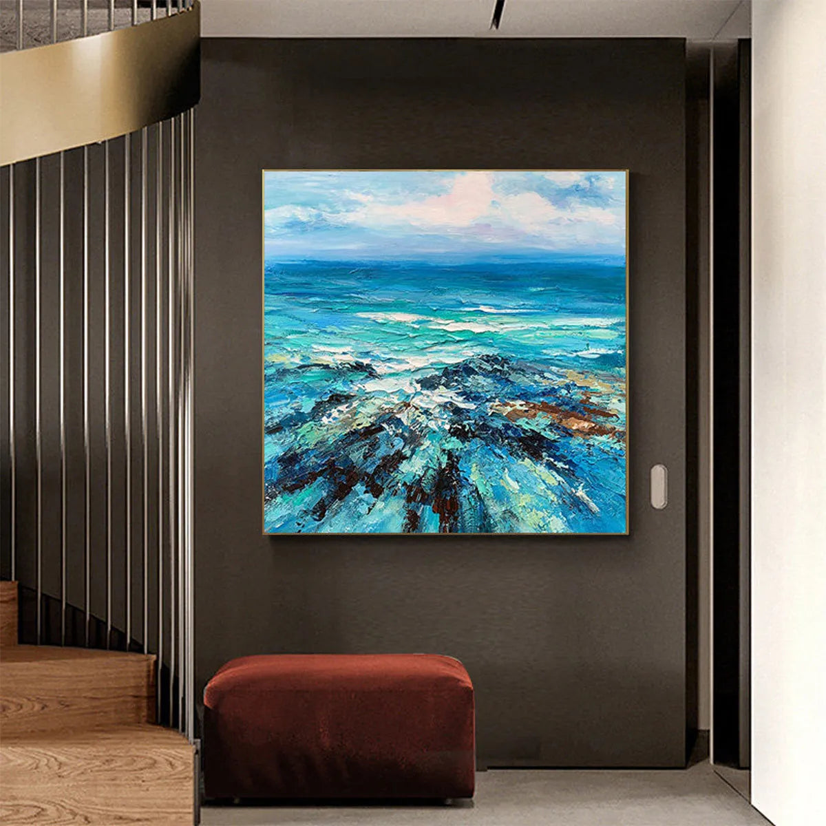 Textured Seascape Art | Original Ocean Painting in Blues #ZZ 253
