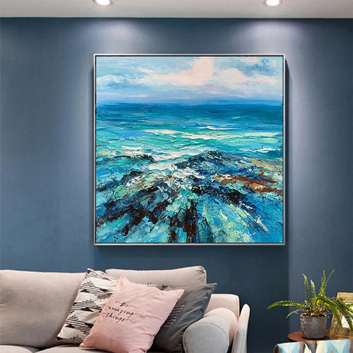 Textured Seascape Art | Original Ocean Painting in Blues #ZZ 253