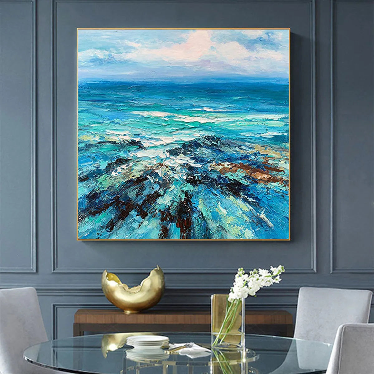 Impasto Ocean Painting | Modern Coastal Wall Decor Art