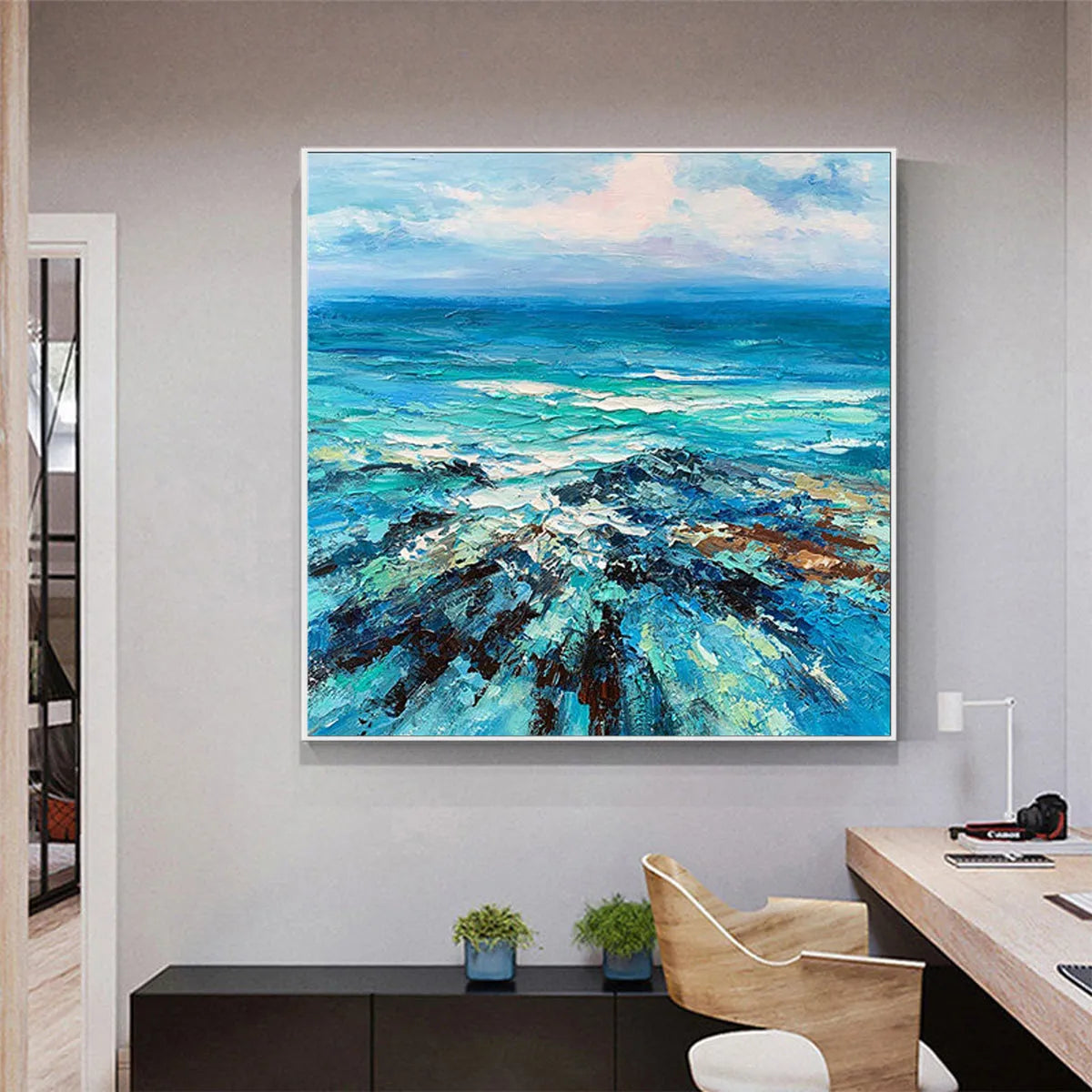 Textured Seascape Art | Original Ocean Painting in Blues #ZZ 253