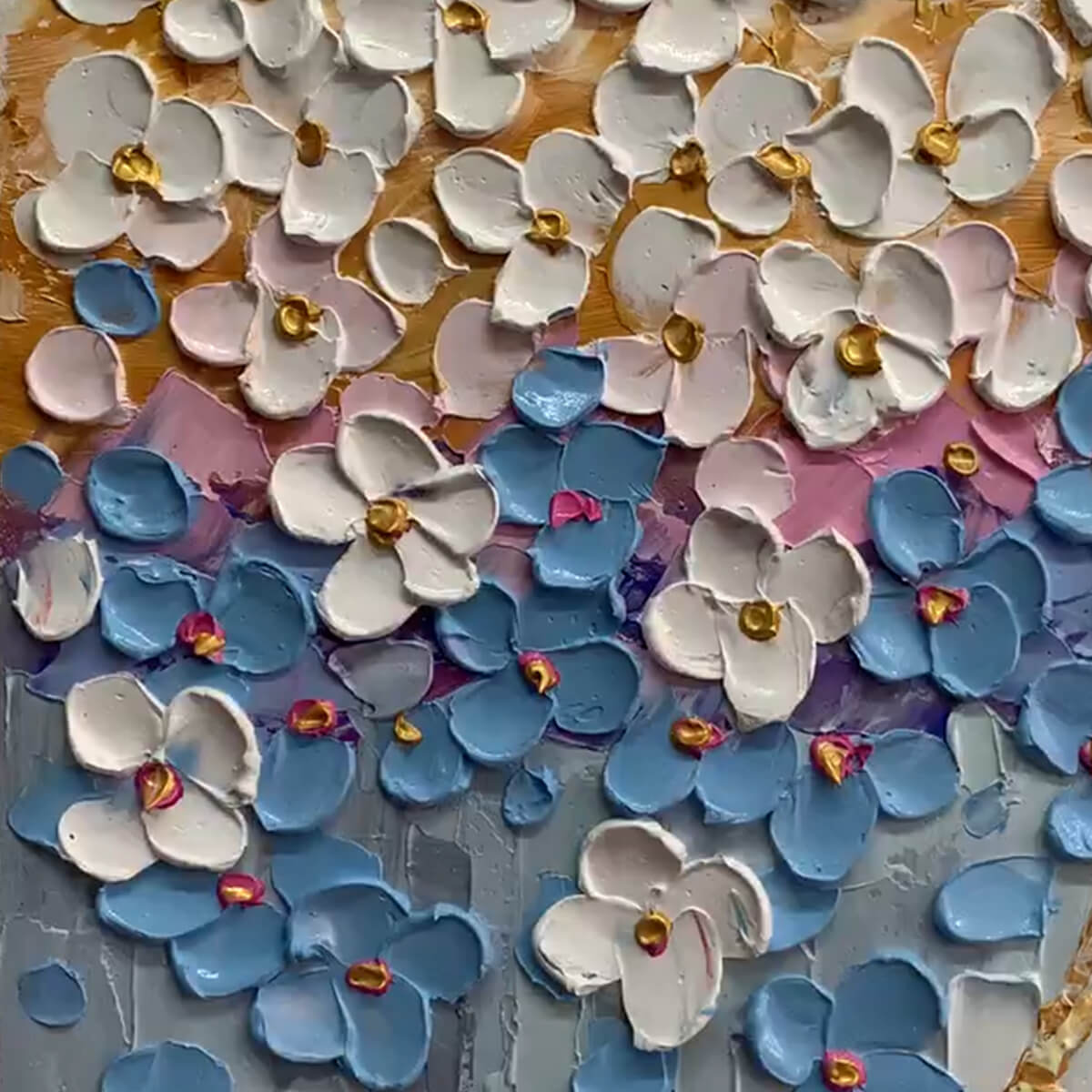 Modern Flower Tree Painting | Blue & White Wall Art #AA 298