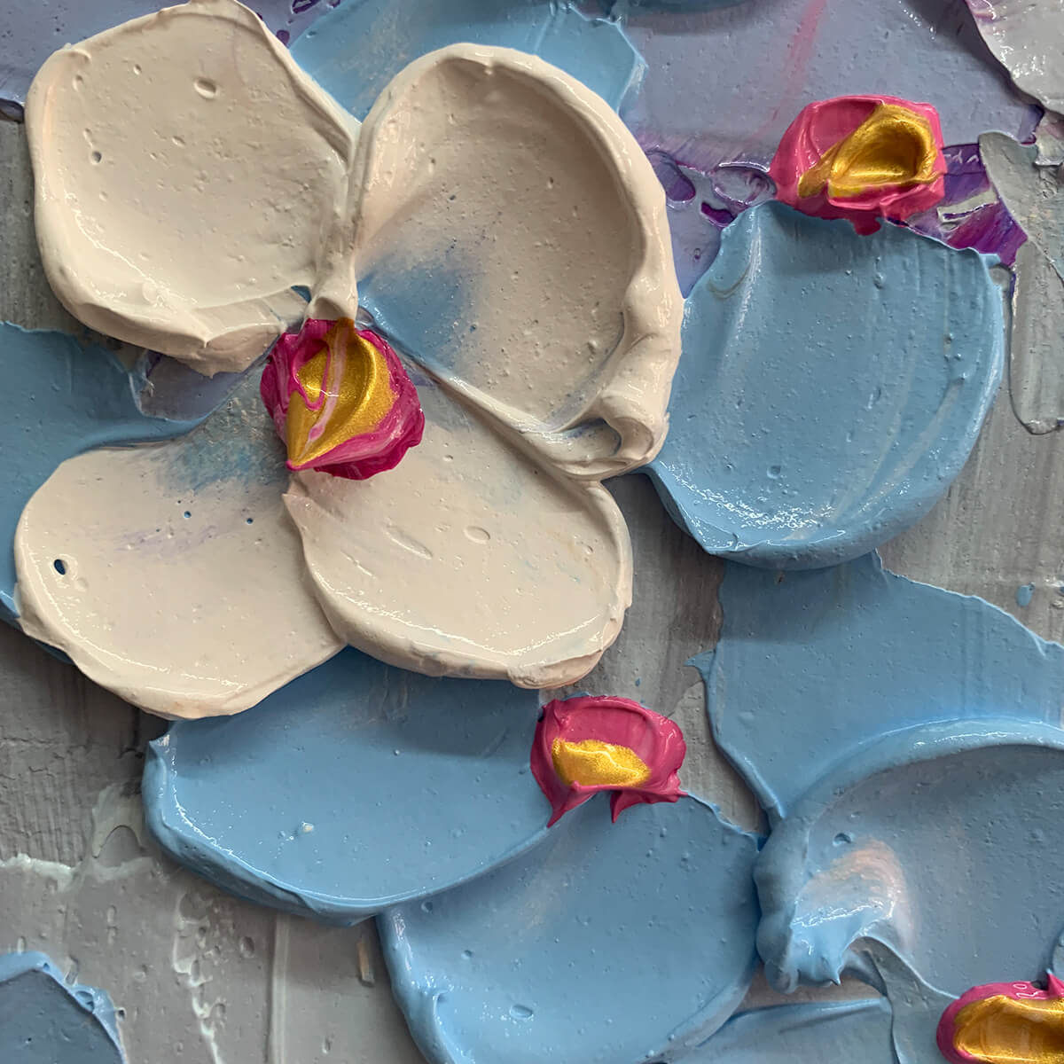 Modern Flower Tree Painting | Blue & White Wall Art #AA 298