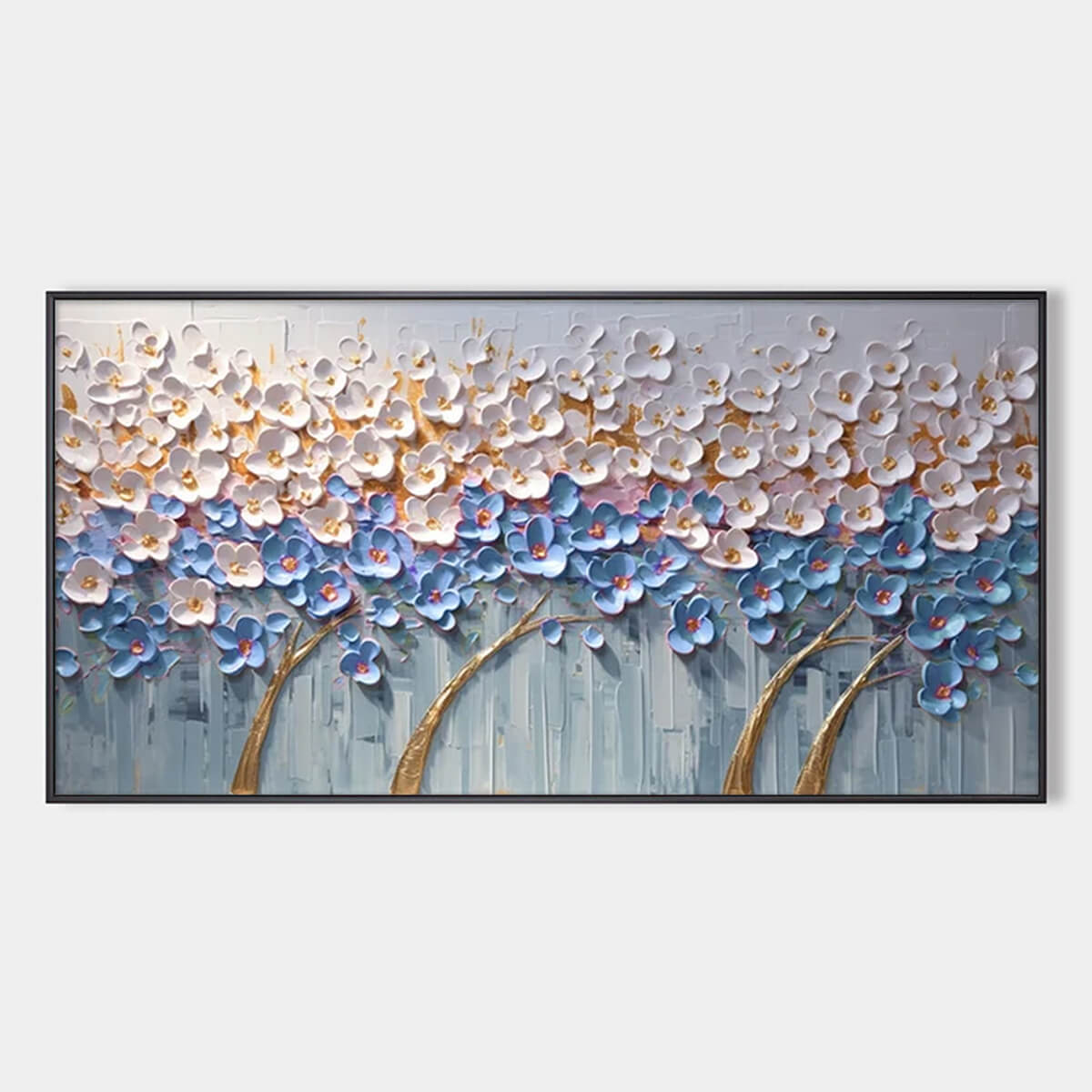 Modern Flower Tree Painting | Blue & White Wall Art #AA 298