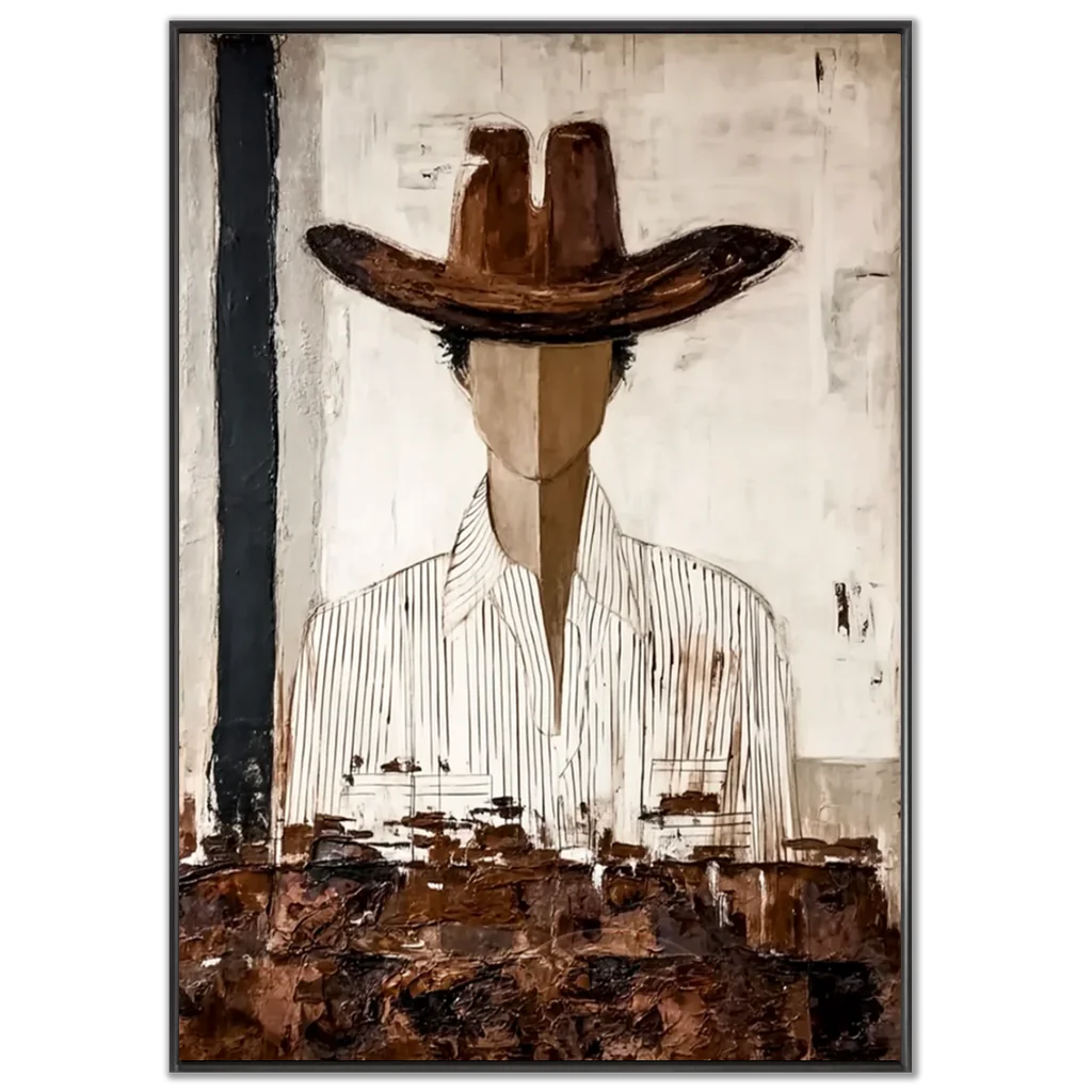 Abstract Cowboy Oil Painting, Brown & White #SS 304