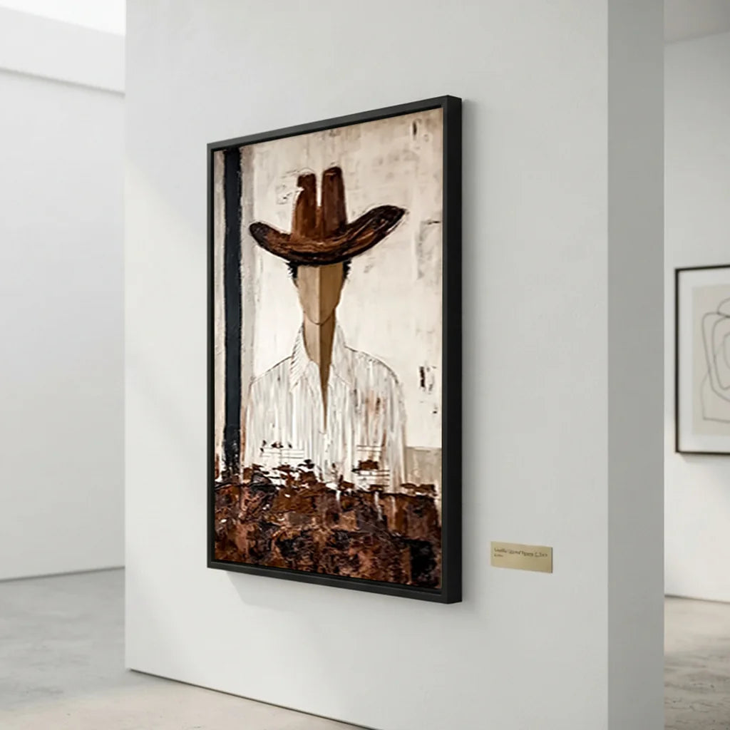 Abstract Cowboy Oil Painting, Brown & White #SS 304