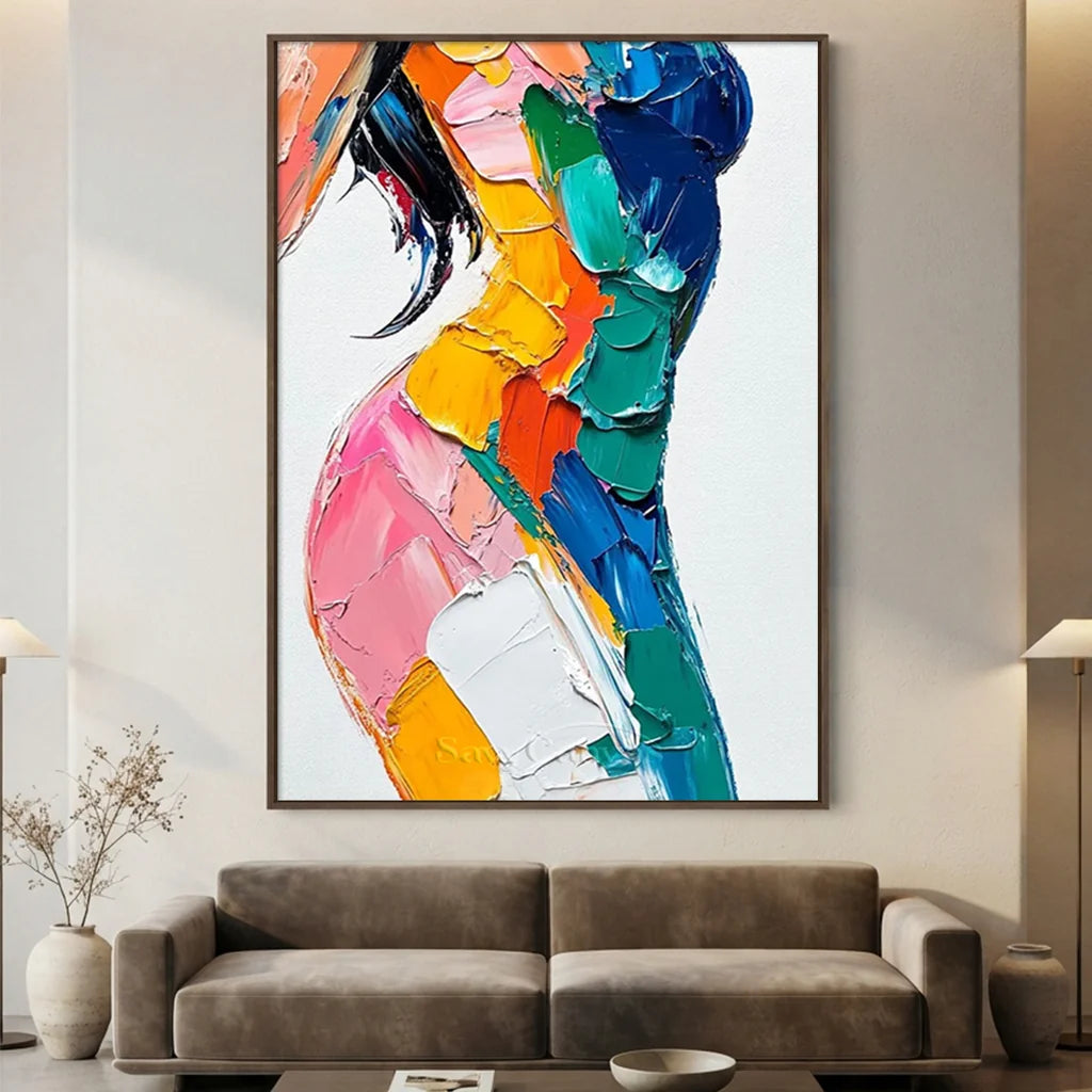 Textured Impasto Painting | Abstract Female Figure Wall Art #AA 003