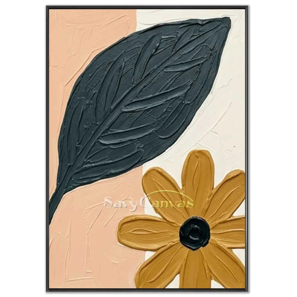 Abstract Floral Textured Oil Painting Modern Canvas Art #AA 545